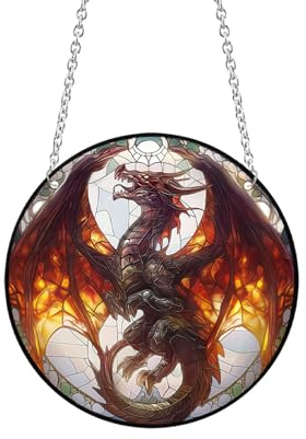 Xuoxeji Dragon Stained Acrylic Window Hanging, 30cm/11.8in Dragon Sun Catcher Decor, Dragon Suncatchers for Friends and Family (Dragon 30cm/11.8in)