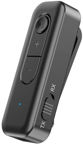 Diheohg Émetteur Récepteur Audio Bluetooth 5.3 3,5 mm AUX avec Mini Adaptateur de Musique Stéréo pour Écouteurs PC TV Haut-Parleurs de Voiture