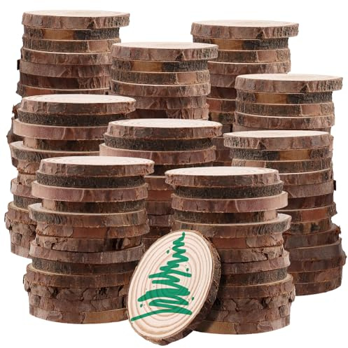 CHUENKUK 200 Stück Holzscheiben 4-5 cm, Baumscheiben Klein, Naturholzscheiben Holzkreise zum Basteln, Deko
