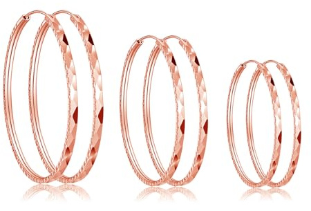 Estrellique 925 Sterling Silber Creolen Ohrringe für Damen, Creolen Große Ohrringe in 40/50/60mm Durchmesser, Hypoallergen Huggie Leichte Rund Kreis Ohrschmuck, 3 Paare Silber 925 Creolen Ohrringe Set