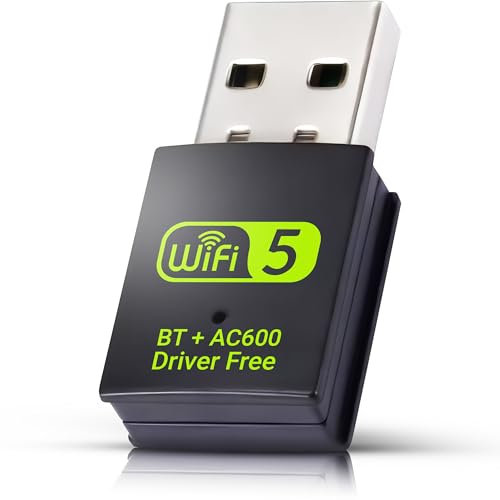 USB WiFi Dongle for PC, Bluetooth USB Adapter for PC, 600Mbps Dual Band 5G Wireless Adapter, Internet Dongle, Bluetooth Receiver Compatible with Windows 11/10/8.1/MacOs