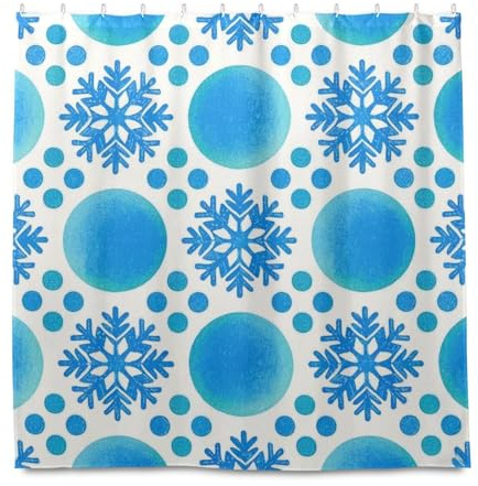 miaozhen Tenda da bagno impermeabile in tessuto da 182 x 182 cm con gancio fiocco di neve blu Dot poliestere resistente lavabile semplice tenda fodera per decorazione doccia Cortina de Tela para ba?o