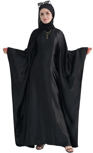Abaya Muslim Kleid Frauen Satin Gebet Kleid Fledermaus Langarm Naher Osten Arabische Robe mit Hijab