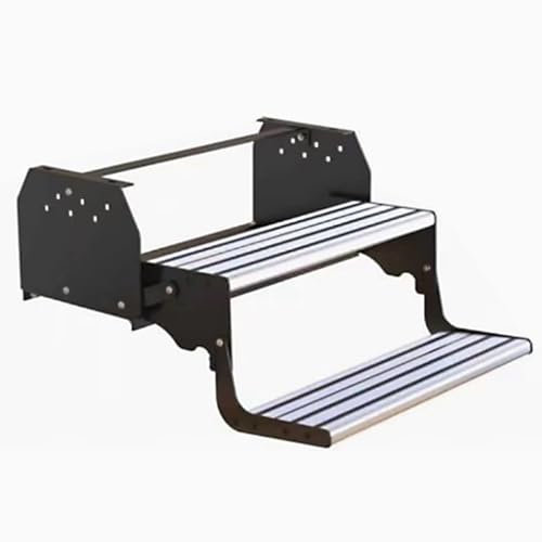 QSNYJPL Marchepieds pour Camping-Car, Marche Pied Pliant 2 Marches, Antidérapant, Dépliable et Repliable d'une Seule Main, Revêtement en Poudre, Charge Maximale 200 Kg