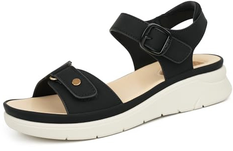 Ortho+rest sandaler damer ortopedisk massage promenadsandaler, svart, 39 EU