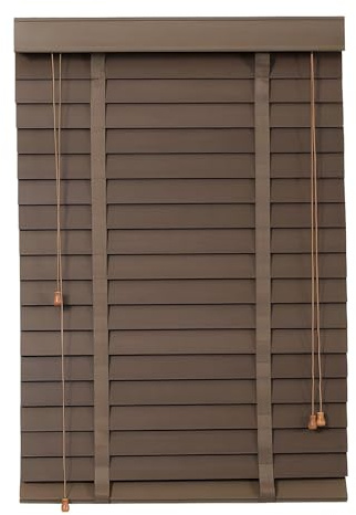 50mm Lamellen Holzjalousie Innen, Holz Jalousien für Fenster,Sichtschutz Verdunkelung Maßanfertigung Horizontal Jalousette, Einfache Montage für Wintergarten Badezimmer Balkontür(Gray Walnut)