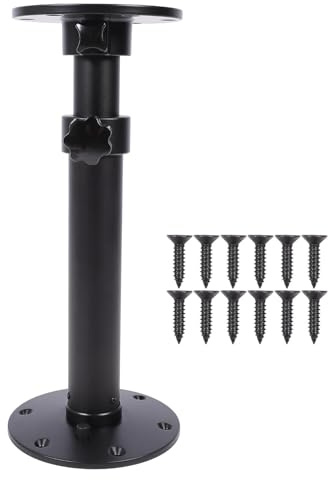 Hiraith Heavy Duty Adjustable RV Table Leg, Aluminum Alloy Removable Base for Campervan/Boat/Yacht, Matte Black Anodized Finish, Includes 12 Screws for Easy Installation