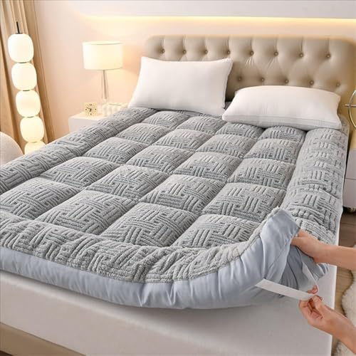 Cama Plegable Mejorada para Invitados, colchón Sleep Firm, de Suelo japonés, Individual, Doble, portátil y versátil, Gris, 90 x 200 cm (Gris 100 x 200 cm)