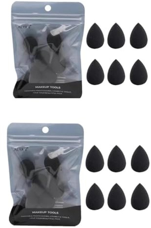 12Pcs Black Mini Makeup Sponge, Concealer Highlight,and Eye Shadow Black Small Beauty Sponge Blender Set for Foundation,Powder, Sponges, Makeup Brushes and Tools