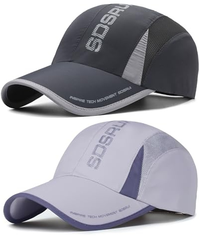 AYPOW 2 Paquetes Gorra de Béisbol de Secado Rápido Hombres Mujeres, Malla Transpirable Ligera Plegable Deportes al Aire Libre Gorro de Béisbol, Protección Solar Sombreros de Béisbol Sombrero de Sol