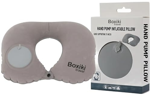 Inflatable Neck Pillow for Travel – Lightweight Hand-Pump Air Cushion with Velvet-Like Feel for Airplane, Car, Train & Office Napping – Portable Compact Neck Support Pillow
