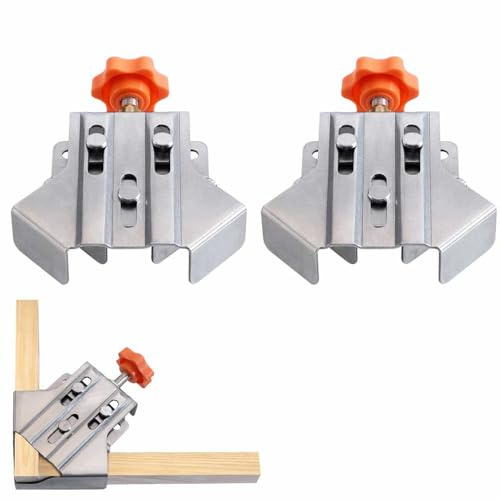 2 abrazaderas de esquina de acero inoxidable en ángulo recto para carpintería, herramienta de sujeción de esquina de 90 grados para enmarcar fotos, carpintería de bricolaje