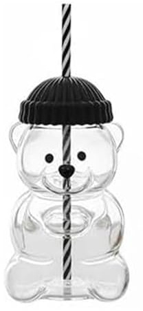 Juice Bear Bottle Trinkbecher, 2025 Bear Tea Cup,Bär Tee Saft trinken Kaffee Flasche Tasse - 590 ml Bären-Trinkbecher, ergonomischer Bärenbecher für Espresso Milchtee Saft (Z-Schwarz)