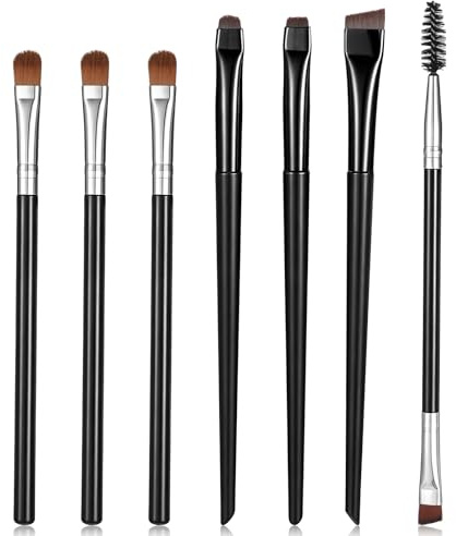 7 PCS Eyebrow Brush Angled, Eyeshadow Brushes Eyeliner Brush Double Eyebrow Carving-Brush Flat Round Brow Brushes for Eyeshadow Brows Eyeliner