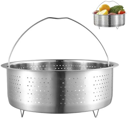 Dampfgarer Einsatz, Edelstahl 304 Dampfeinsatz für Topf, 20 * 9.5cm Dampfgareinsatz Dämpfeinsatz Siebeinsatz Topf Dampfgarer Einsatz für TöPfe Kochtöpfe(Silber)