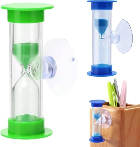 2 Stück 3-Minuten Sanduhr mit Saugnapf, Sanduhren Set für Kinder