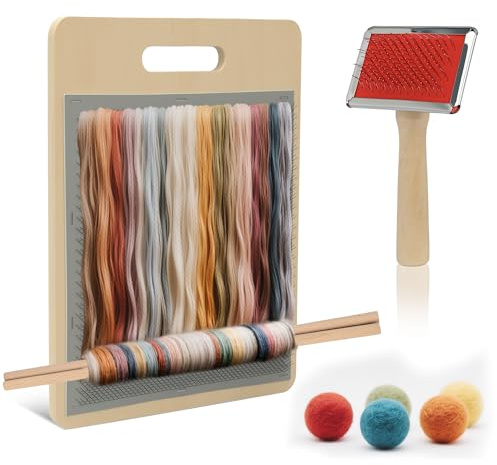 ohbien 32x27cm Wollmisch Kardierbürsten Set, Profi Wollfilz Werkzeug Set | mit 1 Edelstahlbürste + 2 Holzstäbchen für Wollmischung Filzspielzeug und Handwerksprojekte
