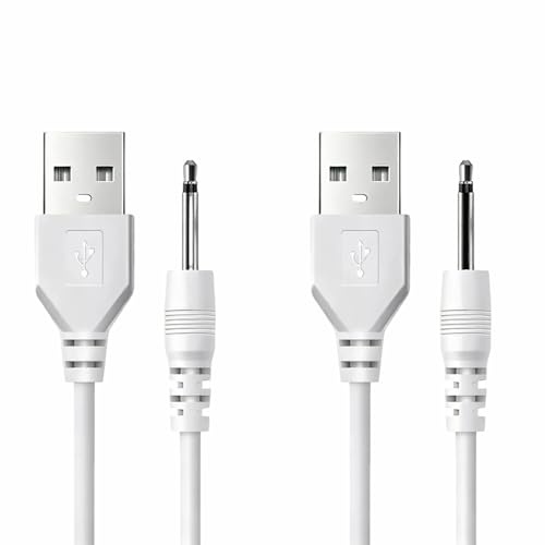 2 cavi di ricarica USB DC 2,5 mm, caricabatterie jack per batteria aspirapolvere, 100 cm, cavo di ricambio per ricarica rapida per computer, cavo jack per batteria e ricarica rapida, bianco