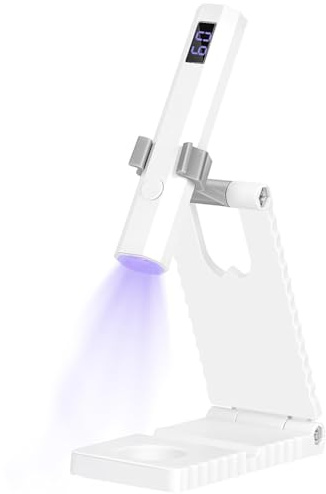Lampe UV Ongles Gel Portable, Mini Lampe UV LED Rechargeable avec Support Pliable, Sèche-Ongles Rapide pour Capsule Americaine et Vernis Semi Permanent, Kit Manucure Blanc 2 Pièces