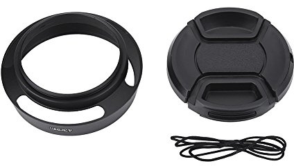 Acouto 43mm Schwarz Metall Gegenlichtblende mit Plastiklinsen Kappe für Leica Fotografie Zubehör