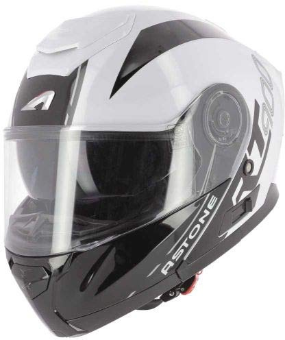 Astone Helmets RT900 Graphic Klapphelm Mehrzweck-Motorradhelm zugelassener Klapphelm Motorradhelm Polycarbonat White Black Stripe L