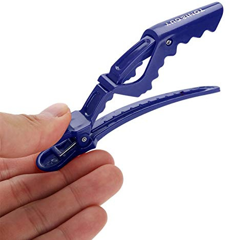 6 Stücke Krokodil Haarspange, Friseur Schneidklemme Anti-slip Einzelne Zinke Professionelle Haar Styling Alligator Friseurspange,Haare Schneiden Schablone,Frisör Zubehör(Blau)