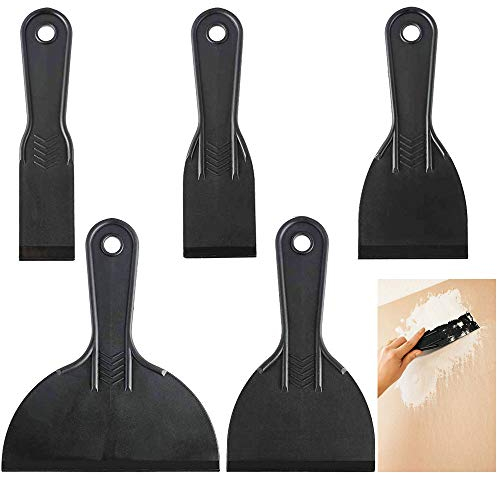 LYTIVAGEN 5 Stück Spachtel Kunststoff Malerspachtel Spachtelmesser Flexibles Spachtel Set 1.5/2/3/4/6 Zoll Spachtelmesser Schaber Werkzeug zum Glätten von Leim, Gips und anderen Dichtstoffen, Schwarz