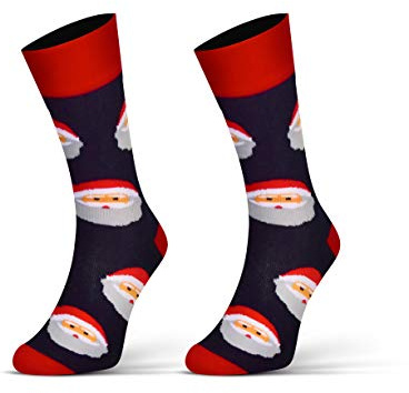 Sesto Senso Calcetines Divertidos Algodón Mujer Hombre Locos Coloridos Funny Sock Papa Noel San Nicolas 43-46 Santa Claus