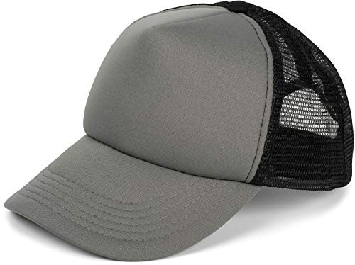styleBREAKER nätkeps med 5 paneler, truckerkeps, baseballkeps, justerbar, unisex 04023007, gråsvart, En Storlek