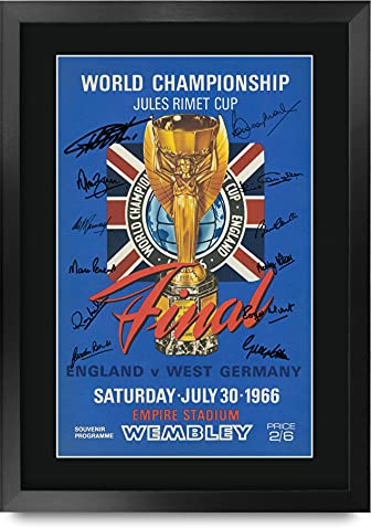 HWC Trading FR A3 England 1966 World Cup Final Printed Memorabilia Signed Autograph Poster for Football Fans and Supporters - A3 Framed
