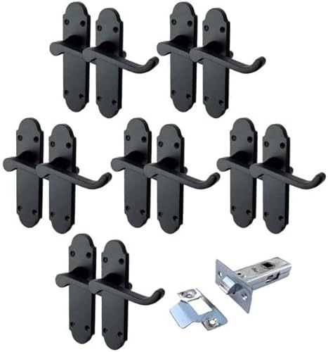 Haven Heritage ® Epsom Internal Quality Door Handles in Matt Black Inc Tubular Latch, Back Plate Size 170mm x 42mm. Sold as 6 x Pairs