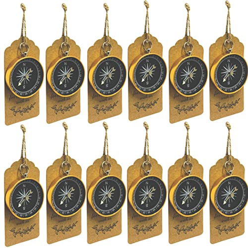 FAPUMOE Boussole Faveurs de Mariage avec Étiquettes Kraft pour Invités, Boussole Souvenir Cadeau Boussole Pendentif Faveurs de Mariage pour Voyage à Thème Fête Anniversaire Ornements Nautiques