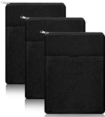Buchschutzhüllen mit Reißverschluss für Buchliebhaber, Schutztasche, Buchgeschenke, Leinwand, Taschenbuch, waschbar, Größe M, 27,9 x 22,6 cm, Schwarz, 3 Stück