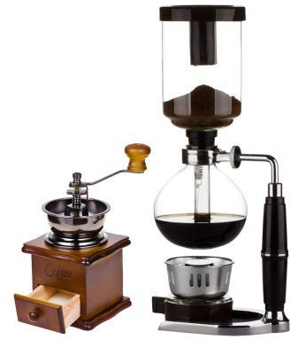 PURRL Machine à café bouillie manuelle à siphon en verre domestique, cafetière à filtre 3 tasses, petite rectifieuse résistante à la chaleur little surprise