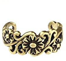 CHICNET Handgefertigte Ear Cuff Messing Ohrmanschette Boho Tribal Design, Dread Beads Perlen Blumen Ohrring Fake Helix Piercing Damen Herren Ohrklemme gold antik