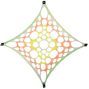 PSYWORK Schwarzlicht Segel Tüll Spandex | Psy Suzy Square Multicolor | 1,2 x 1,2m | UV-aktiv | fluoreszierend | Wandtuch Wandbehang Stoff Neon Deko Party Tuch Tapestry Poster Psy Goa