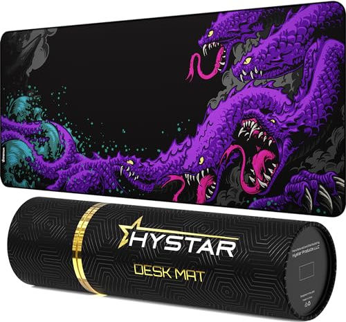 Hystar Extended Gaming Mouse Pad | 5mm Thick, Waterproof Surface, Smooth Polyester Fabric, and Natural Rubber Base | Mythic Hydra (XXXL 45 x 20)