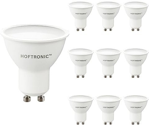 HOFTRONIC - 10x LED GU10 Spot - 7,5 Watt 700 Lumen - 2700K Warmweiß - LED reflektor - Ersetzt 65 Watt - 110° Abstrahlwinkel - lampen - Leuchtmittel - GU10 Fassung