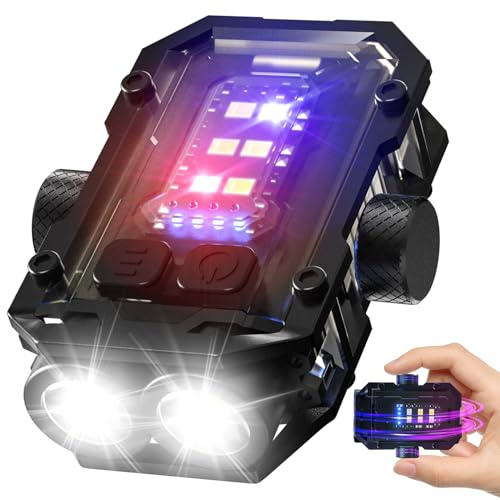 NGOKPYD N11 Mini Torche LED avec Rotatif pour Libérer l'Humeur,Clip,Porte-Clés,Puissante Rechargeable avec Rouge Bleue Flash Light, Lampe de Poche 1000Lumens, Red Torche Light pour Camping,Randonnée