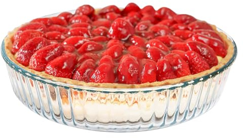 10 Inch Glass Deep Pie Dish for Baking Glass Baking Dish Clear and Durable Oven Baking Pie Pan Quiche Baking Dish Deep