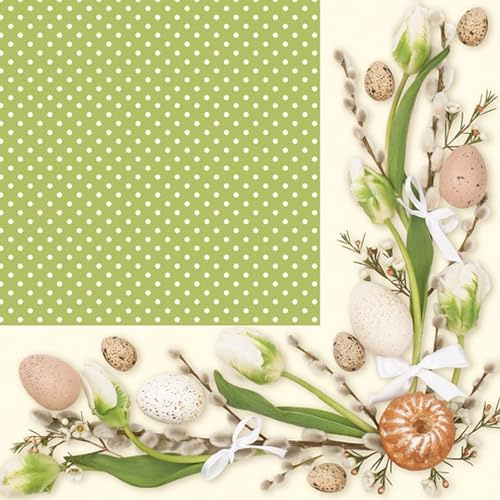 20 Servietten Ostern Osterbordüre auf grün als Tischdeko. Papierservietten mit Motiv. Auch für Decoupage und Serviettentechnik 33x33cm