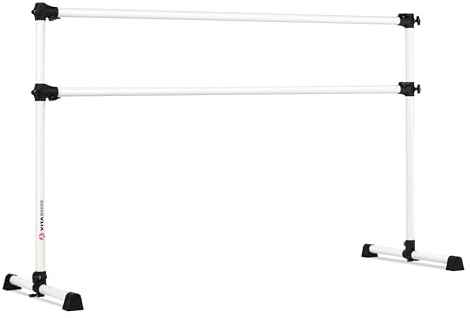 VITA Barre Portable Freestanding Double Ballet Barre, Prodigy, 6 Ft Bars, White | Adjustable Height, USA Made, Home or Gym Exercise Equipment for Kids & Adults | Dance, Fitness, Pilates