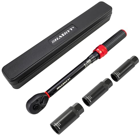 HASKYY Drehmomentschlüssel Zündkerzenschlüssel Set 3/8 1/2 10-60Nm 14mm 16mm 18mm Motorrad Motor KFZ Industrie Auto Drehmoment Ratsche Knarre Schlüssel für Zündkerzen Glühkerzen