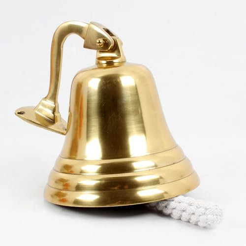6 Inch Nautical Ship Bell Hanging Wall Mounted Aluminium Marine Bell Brass Chrome, Rustic Vintage Home Decor Gift