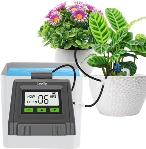 Lvelfe Automatische Bewässerung, Indoor Bewässerungssystem - Wasservolumen Einstellbar, Kann 11 Pflanzen Gießen, Tropfbewässerung Set für Zimmerpflanzen, Balkon Pflanzen, Topfpflanzen