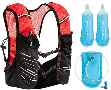 Sharplace Trinkweste, Laufweste, leicht, für Herren und Damen, Trinkrucksack, Trinkbeutel für Bergsteigen, Wandern, Trailbiken, mit 2 Flaschen