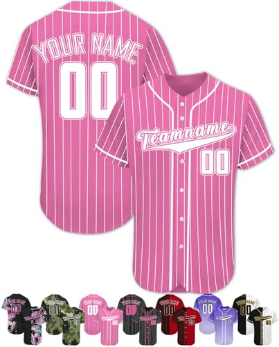 FwSYouMAI Maglia da Baseball Personalizzata da Uomo, Personalizzata, Stampata, Nome della Squadra, Numero, Magliette Personalizzate, Uniforme Sportiva