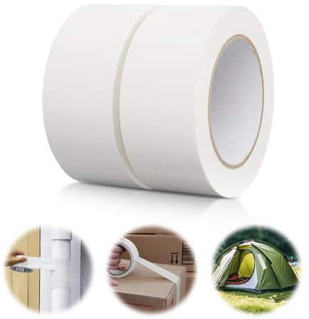 Professional-Klebeband Weiß, wasserdichtes Klebebandgewebe, farbiges Gaffer-Klebeband für Reparaturen, Heimwerken, Basteln, Verwendung im Innen- und Außenbereich, 50 mm x 30 m, 2 Rollen