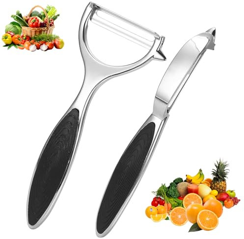 Aruicheng Sparschäler Set Kartoffelschäler Edelstahl Gemüseschäler Rutschfestem Griff Spargelschäler Multifunktion Y-Förmig Schäler Küche Peeler für Karotten, Tomaten, Obst 2 Stück