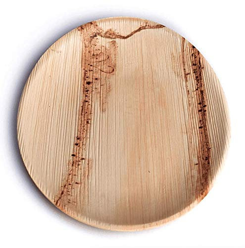 BOX And Tree | 25 Assiettes Jetable Rond en Feuille de Palmier ø24cm |Vaisselle Jetable Biodegradable Compostables 100% | Stable et Robuste l Matériel Palmier Bois, Bambou